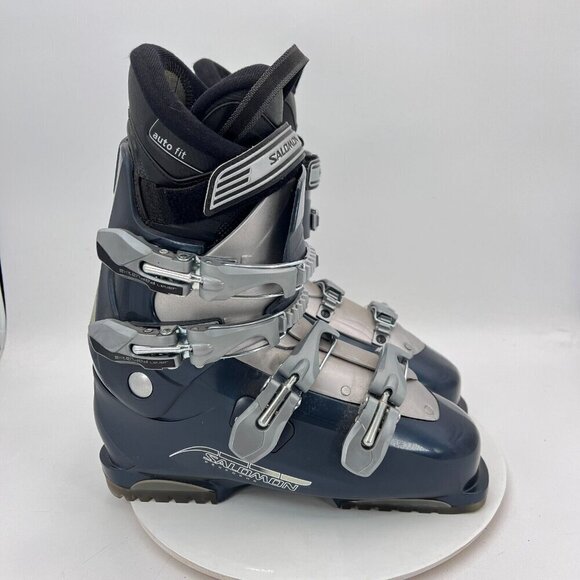 Salomon Performa Auto Fit Men Size 9.5 Grey Gun Metal 4 Buckle Winter Ski Boot - Picture 4 of 14